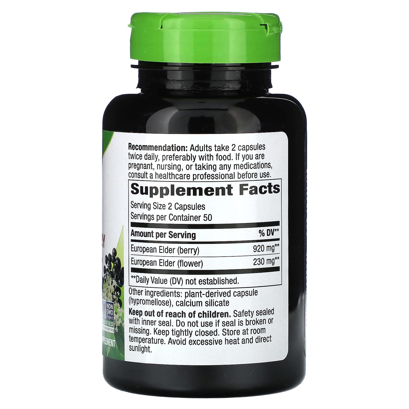 Nature's Way, Black Elderberry, 100 Vegan Capsules (575 mg per Capsule) - Image 2