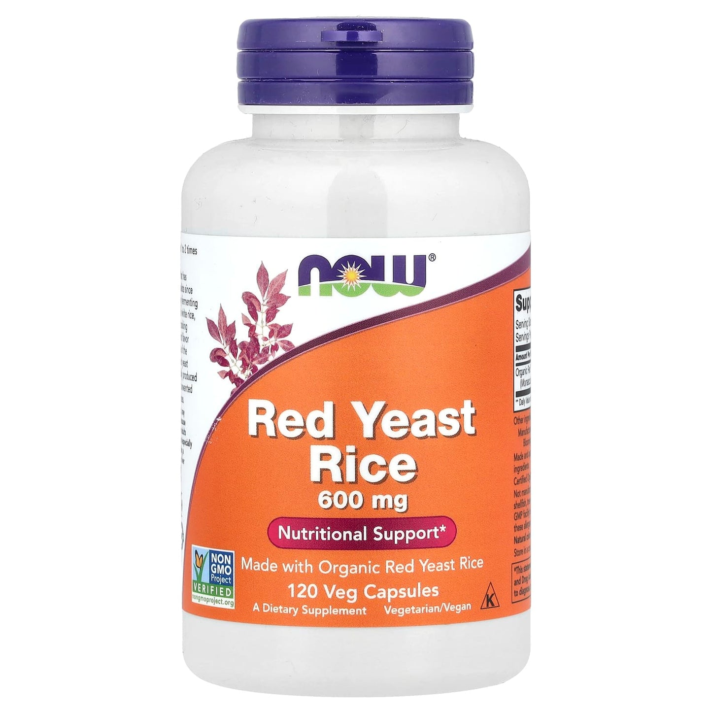 NOW Foods, Red Yeast Rice, 600 mg, 120 Veg Capsules - Image 1