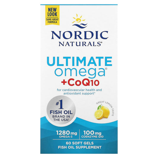 Nordic Naturals, Ultimate Omega + CoQ10, Lemon, 60 Soft Gels - Image 1
