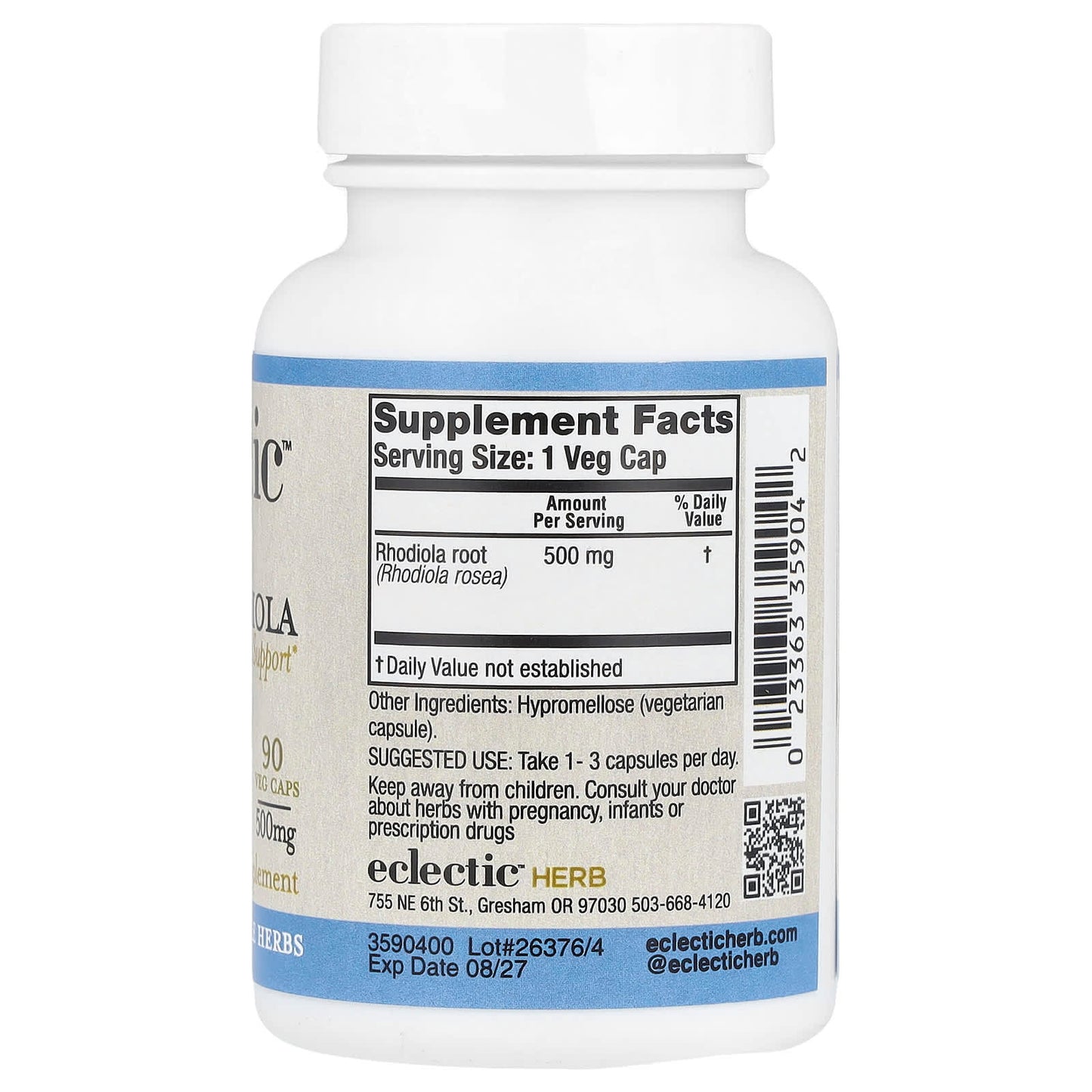Rhodiola Stress Support Supplement 500mg, 90 Veg Caps - Image 2