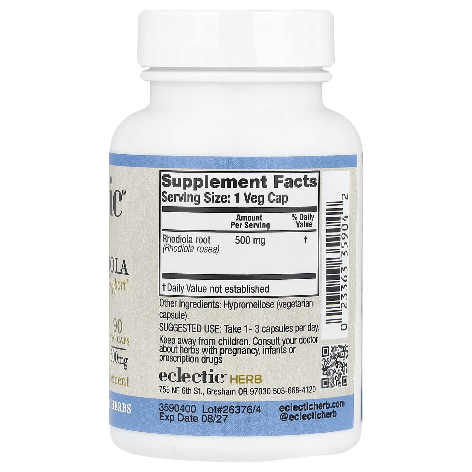 Rhodiola Stress Support Supplement 500mg, 90 Veg Caps - Image 2