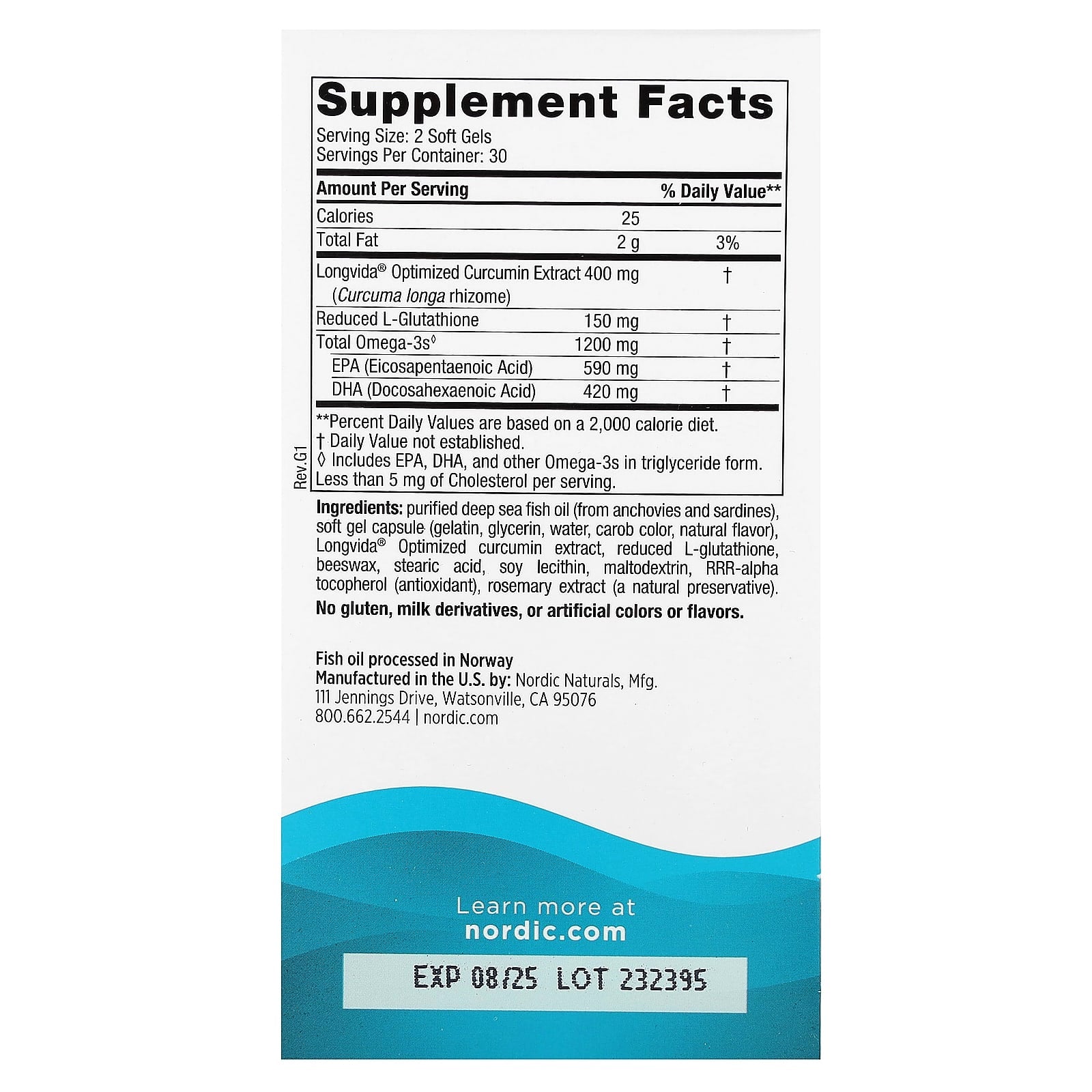 Nordic Naturals, Ultimate Omega + Curcumin, 60 Soft Gels - Image 2