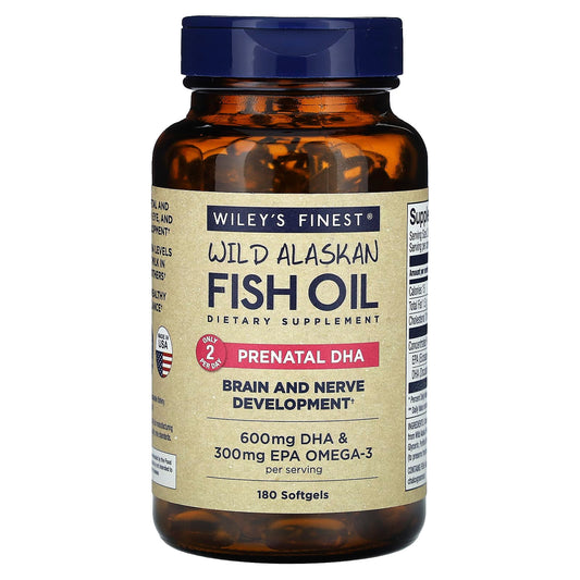 Wiley's Finest, Wild Alaskan Fish Oil, Prenatal DHA, 180 Softgels - Image 1