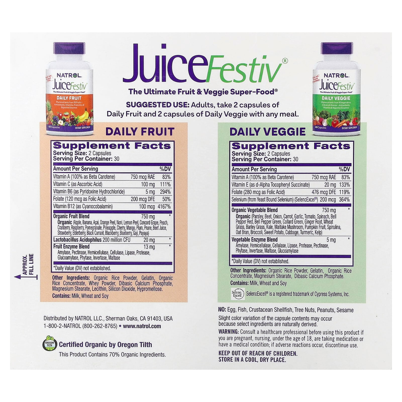 Natrol, JuiceFestiv, 2 Bottles, 60 Capsules Each