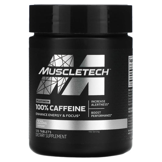 MuscleTech, Platinum 100% Caffeine, 220 mg, 125 Tablets - Image 1