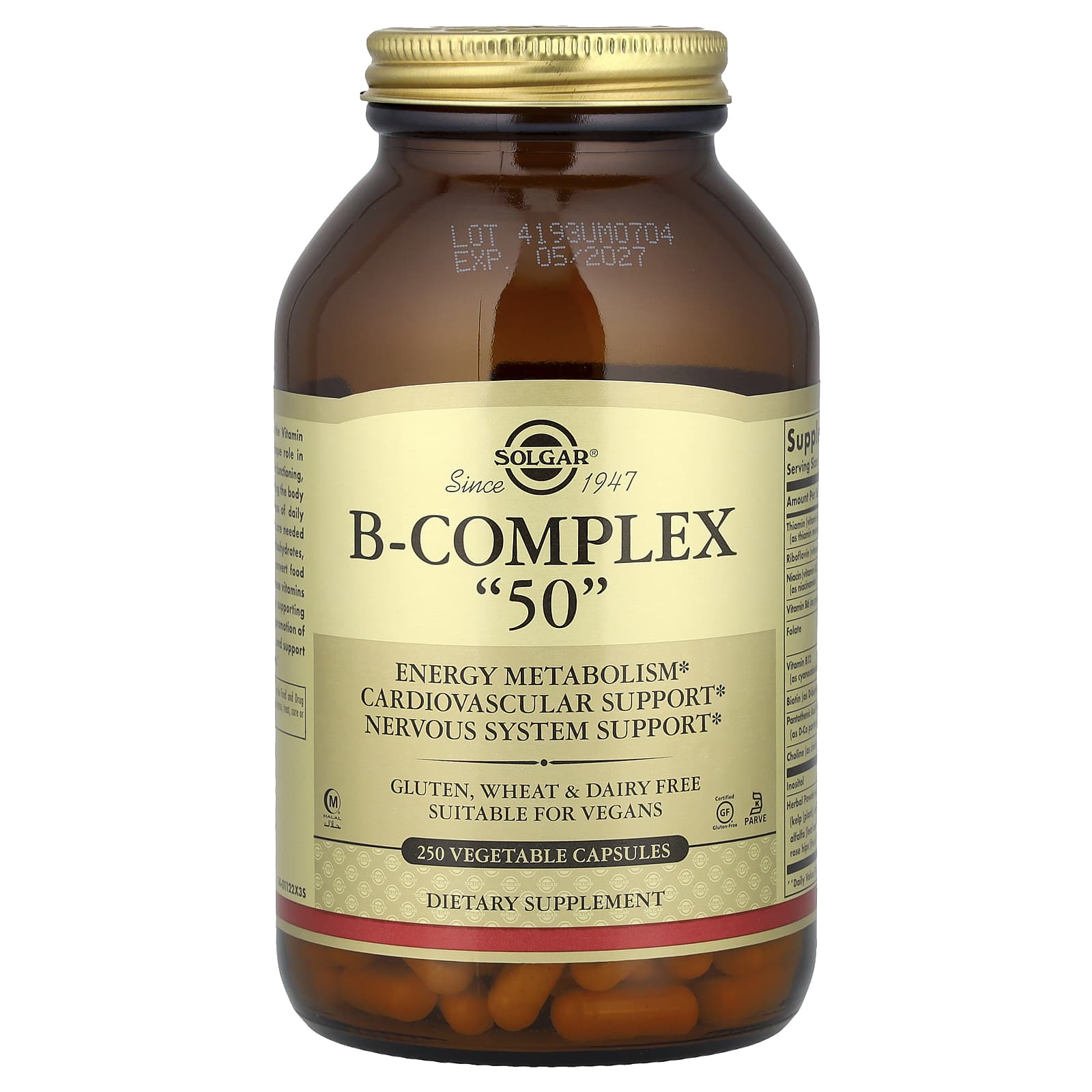 Solgar, B-Complex "50", 250 Vegetable Capsules