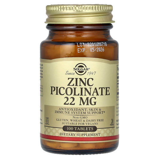 Solgar, Zinc Picolinate, 22 mg, 100 Tablets - Image 1