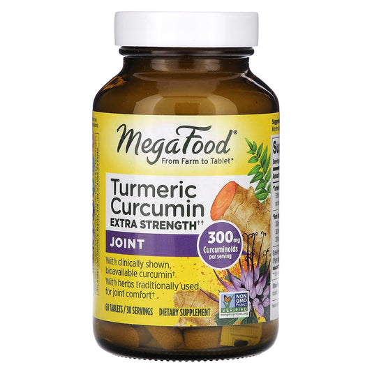 MegaFood, Turmeric Curcumin, Extra Strength, Joint, 60 Tablets - Image 1