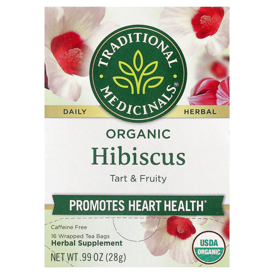 Traditional Medicinals, Organic Hibiscus, Caffeine Free, 16 Wrapped Tea Bags, 0.99 oz (28 g) - Image 1