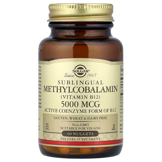 Solgar, Sublingual Methylcobalamin (Vitamin B12), 5,000 mcg, 60 Nuggets - Image 1