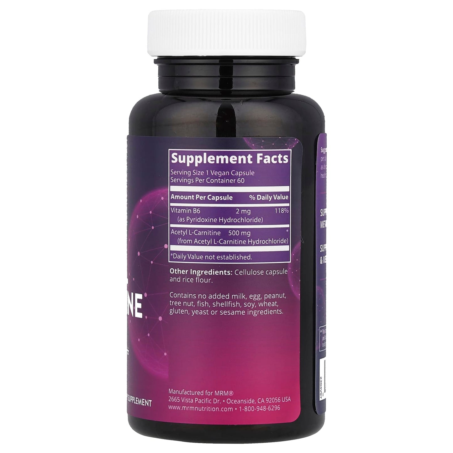 MRM Nutrition, Acetyl L-Carnitine, 60 Vegan Capsules - Image 2