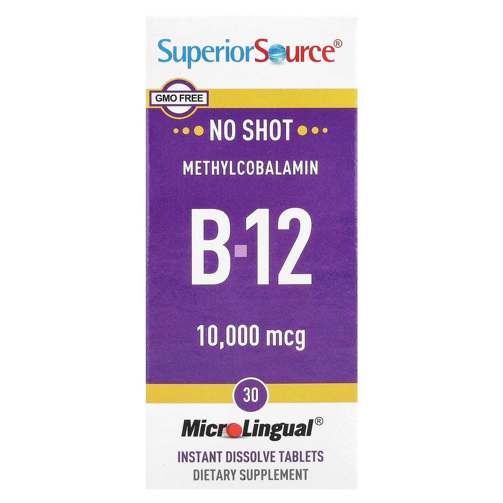Superior Source, Methylcobalamin B-12, 10,000 mcg, 30 MicroLingual® Instant Dissolve Tablets - Image 1
