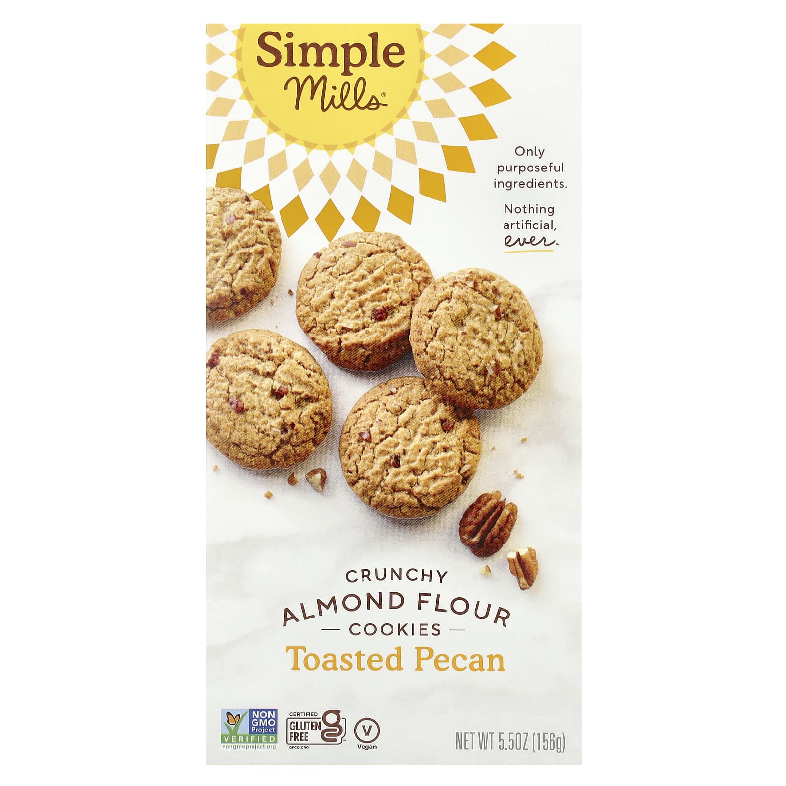 Simple Mills, Crunchy Almond Flour Cookies, Toasted Pecan, 5.5 oz (156 g) - Image 1