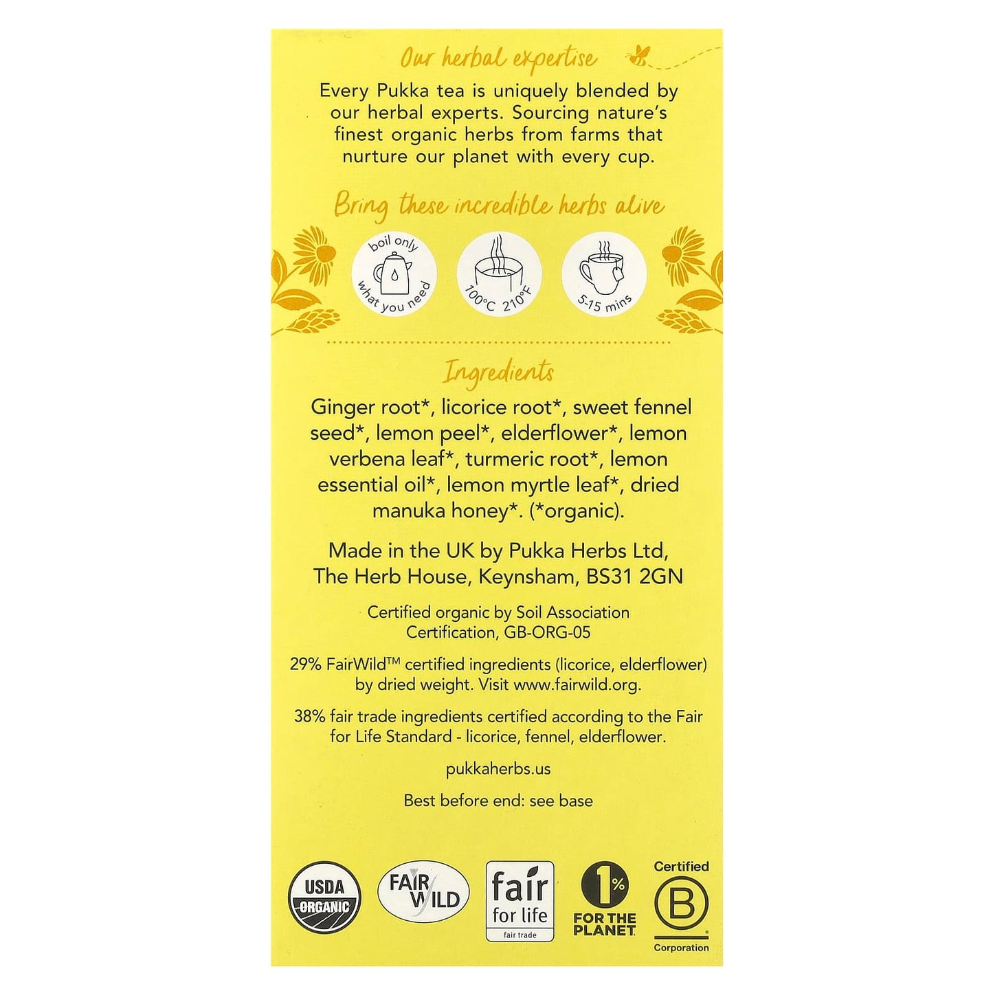 Pukka Herbs, Organic Herbal Tea, Lemon Ginger & Manuka Honey, Caffeine Free, 20 Sachets, 1.41 oz (40 g) - Image 2