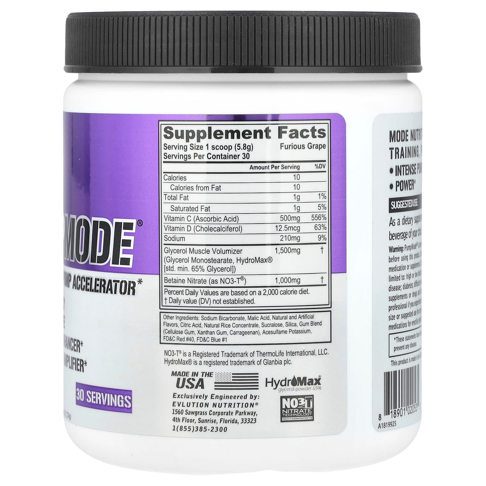 EVLution Nutrition PumpMode Non-Stimulant Pump Accelerator Furious Grape - Image 2