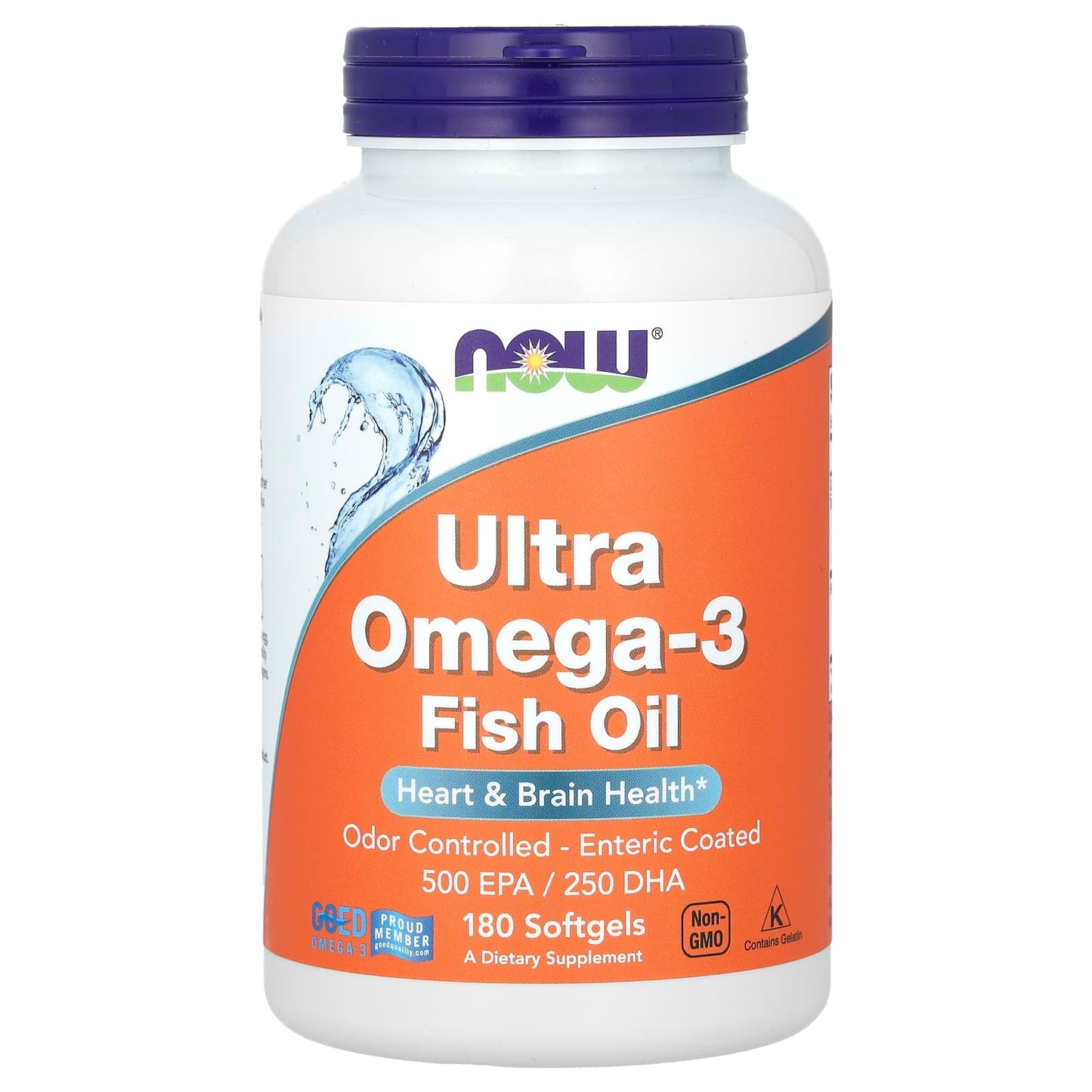 NOW Foods, Ultra Omega-3 Fish Oil, 180 Softgels - Image 1