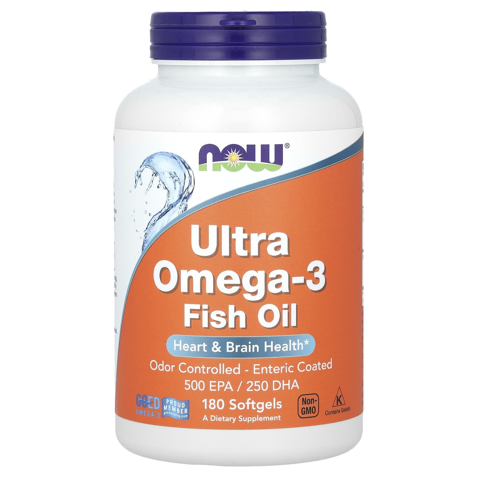 NOW Foods, Ultra Omega-3 Fish Oil, 180 Softgels - Image 1
