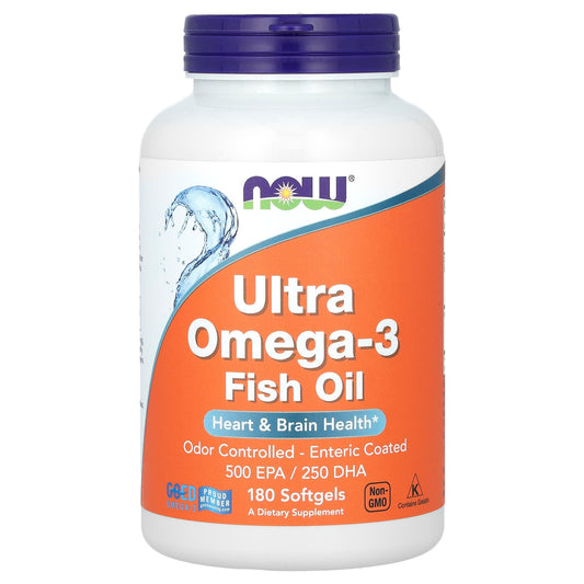 NOW Foods, Ultra Omega-3 Fish Oil, 180 Softgels - Image 1