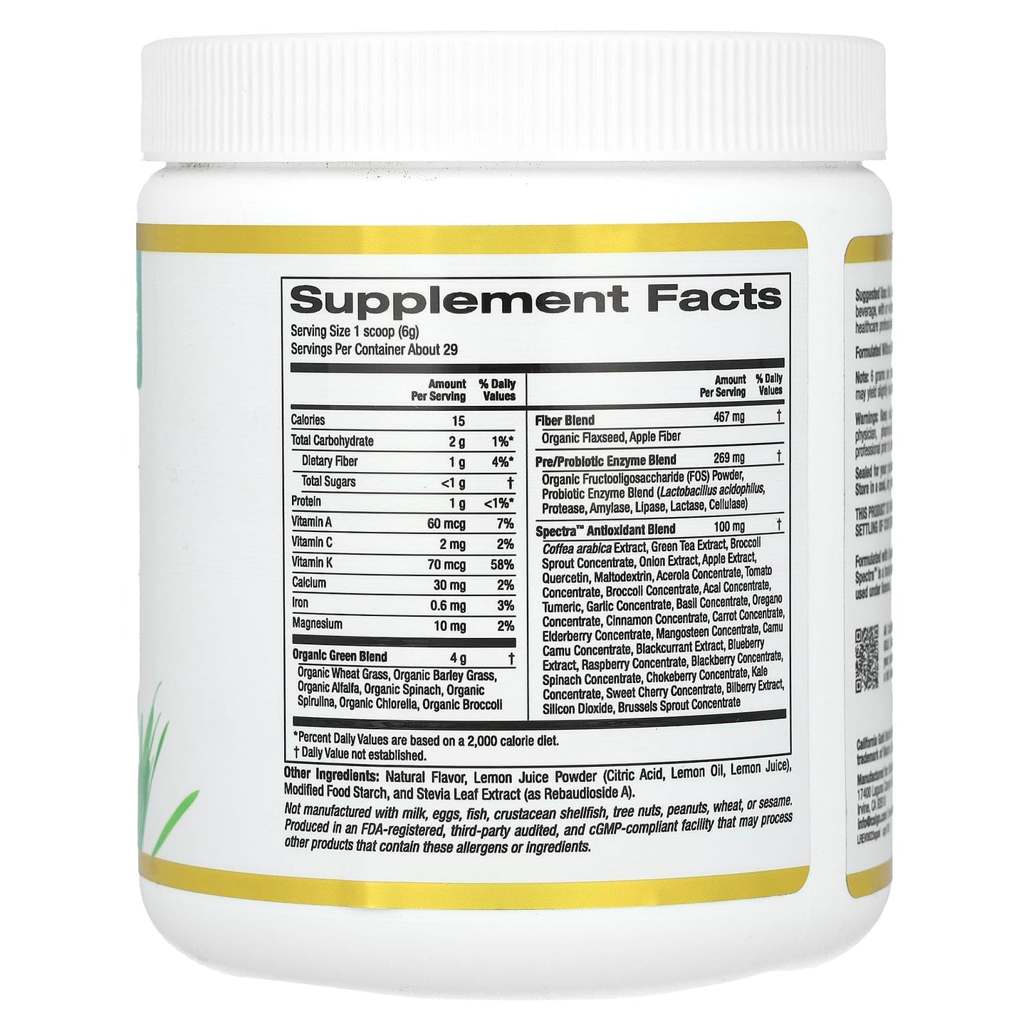 California Gold Nutrition Superfoods Supergreens Antioxidant Supplement - Image 2