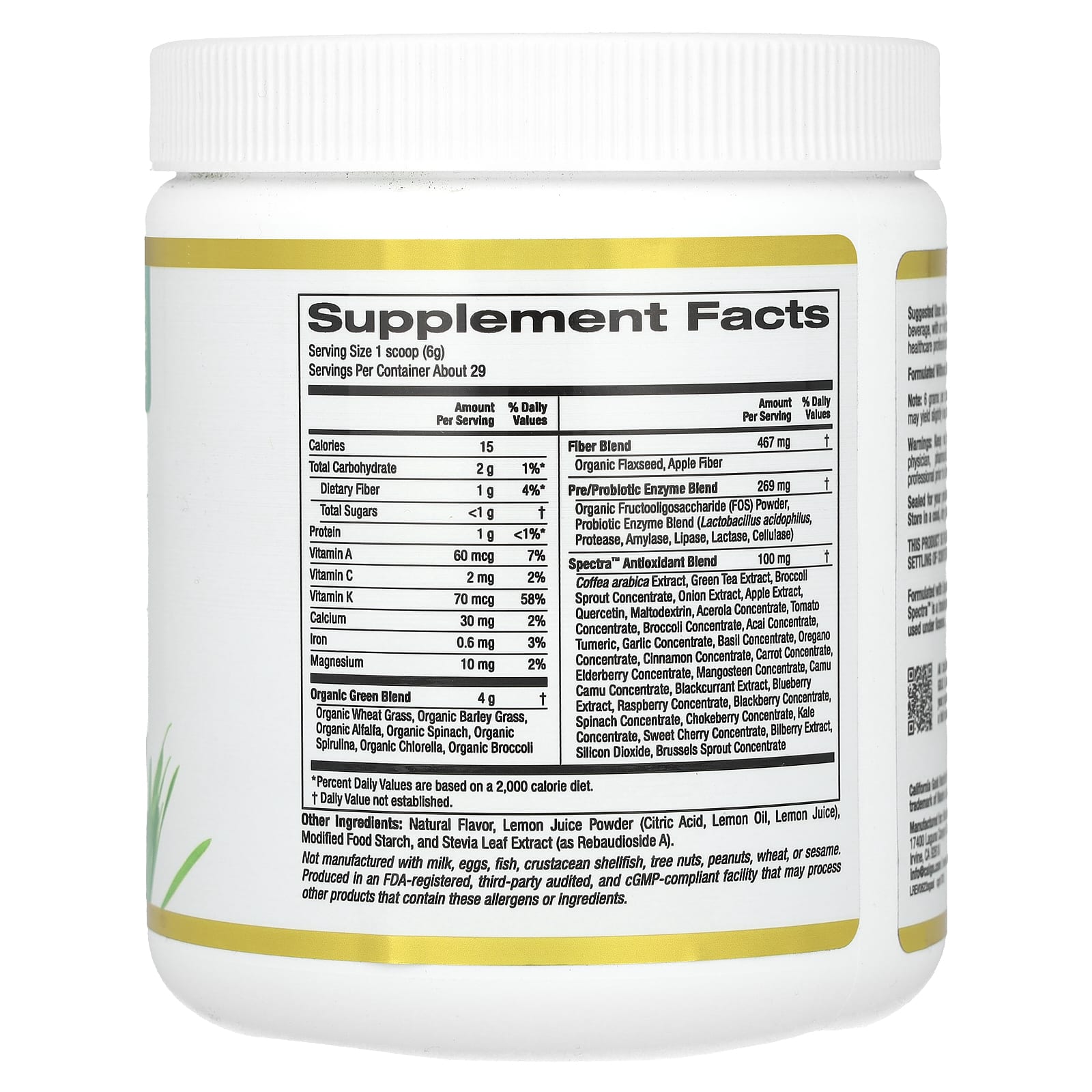California Gold Nutrition Superfoods Supergreens Antioxidant Supplement - Image 2