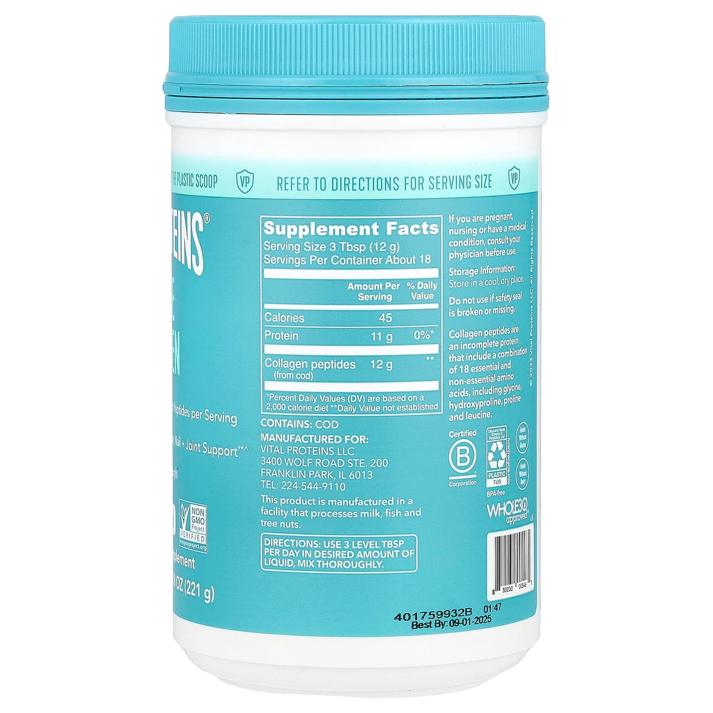 Vital Proteins, Marine Collagen, Unflavored, 7.8 oz (221 g) - Image 2