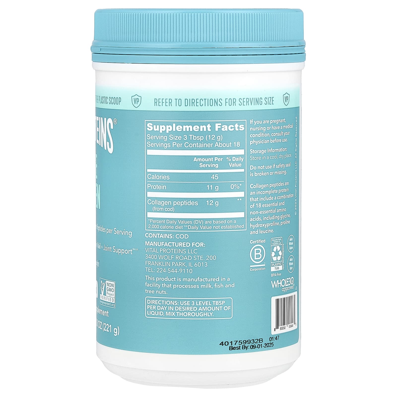 Vital Proteins, Marine Collagen, Unflavored, 7.8 oz (221 g) - Image 2