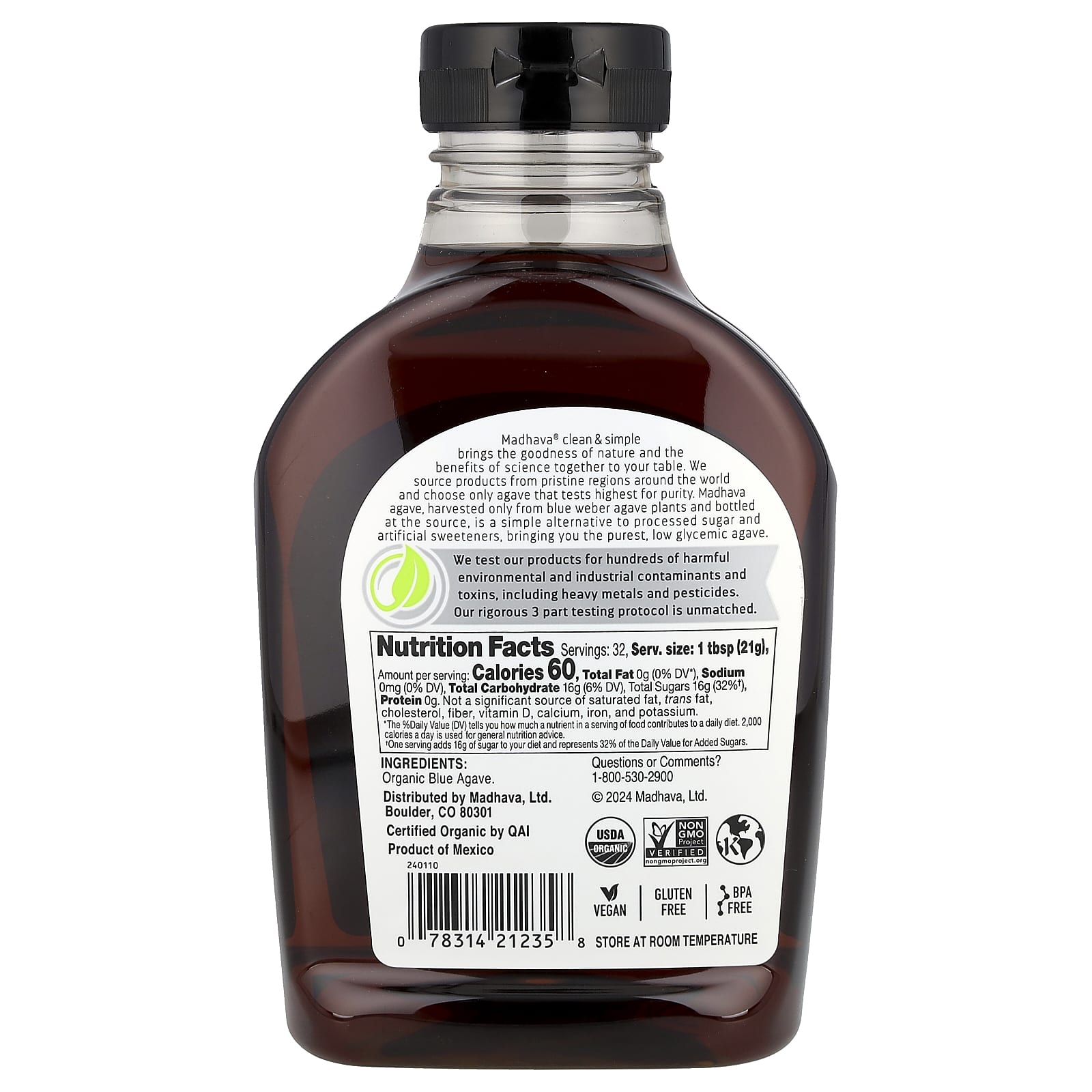 Madhava, Organic Amber Agave, 23.5 oz (667 g) - Image 2