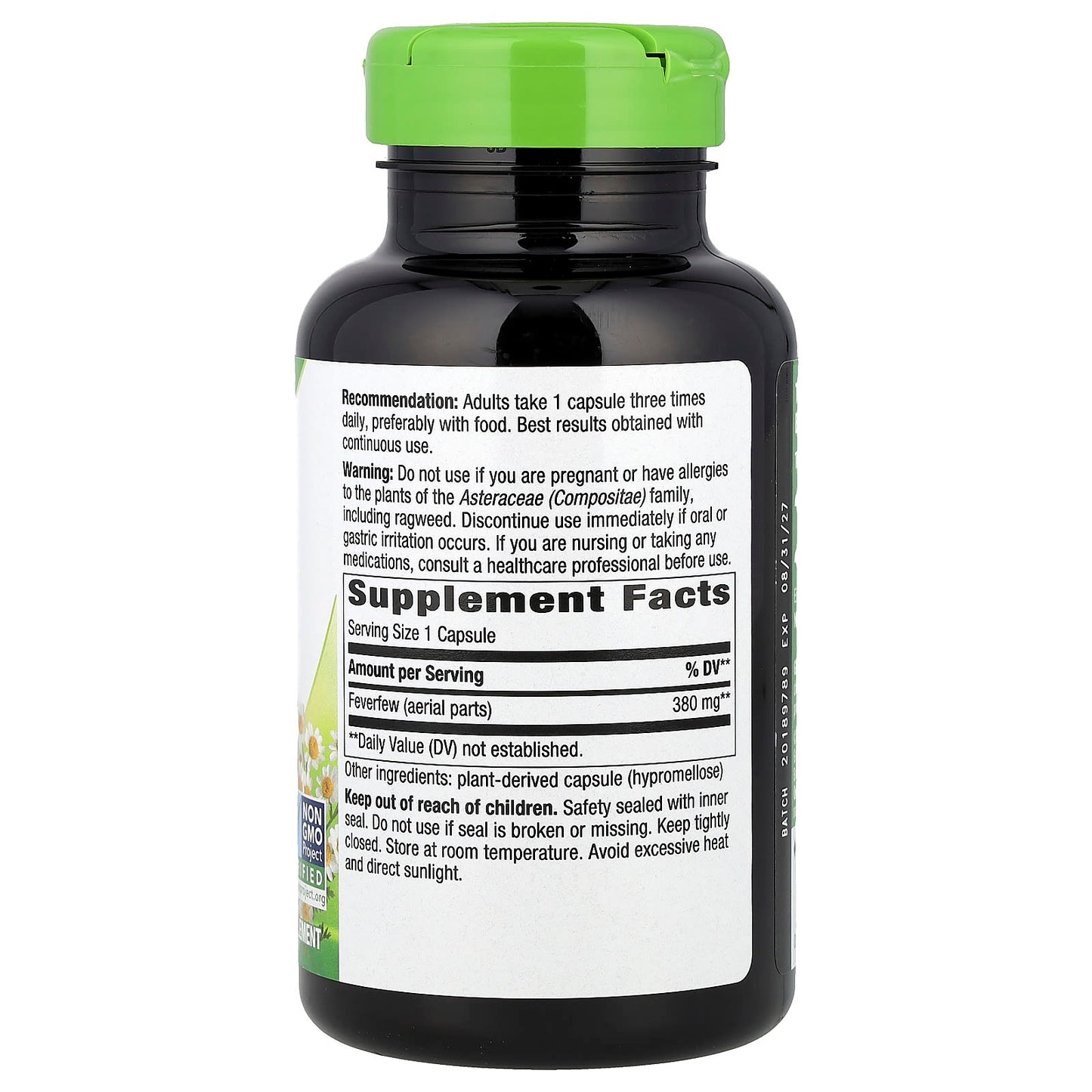 Nature's Way, Feverfew Herb, 380 mg, 180 Vegan Capsules - Image 2
