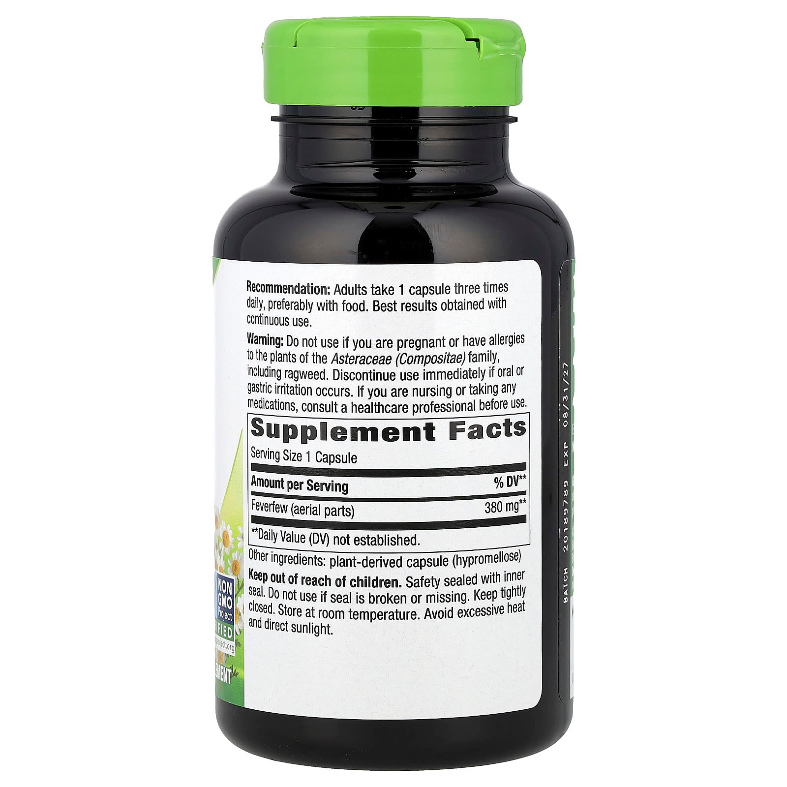 Nature's Way, Feverfew Herb, 380 mg, 180 Vegan Capsules - Image 2