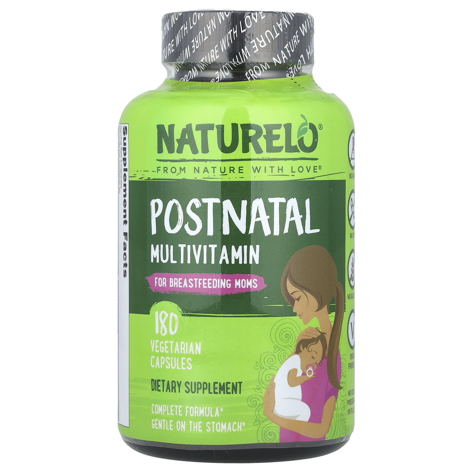 NATURELO, Postnatal Multivitamin for Breastfeeding Moms, 180 Vegetarian Capsules - Image 1
