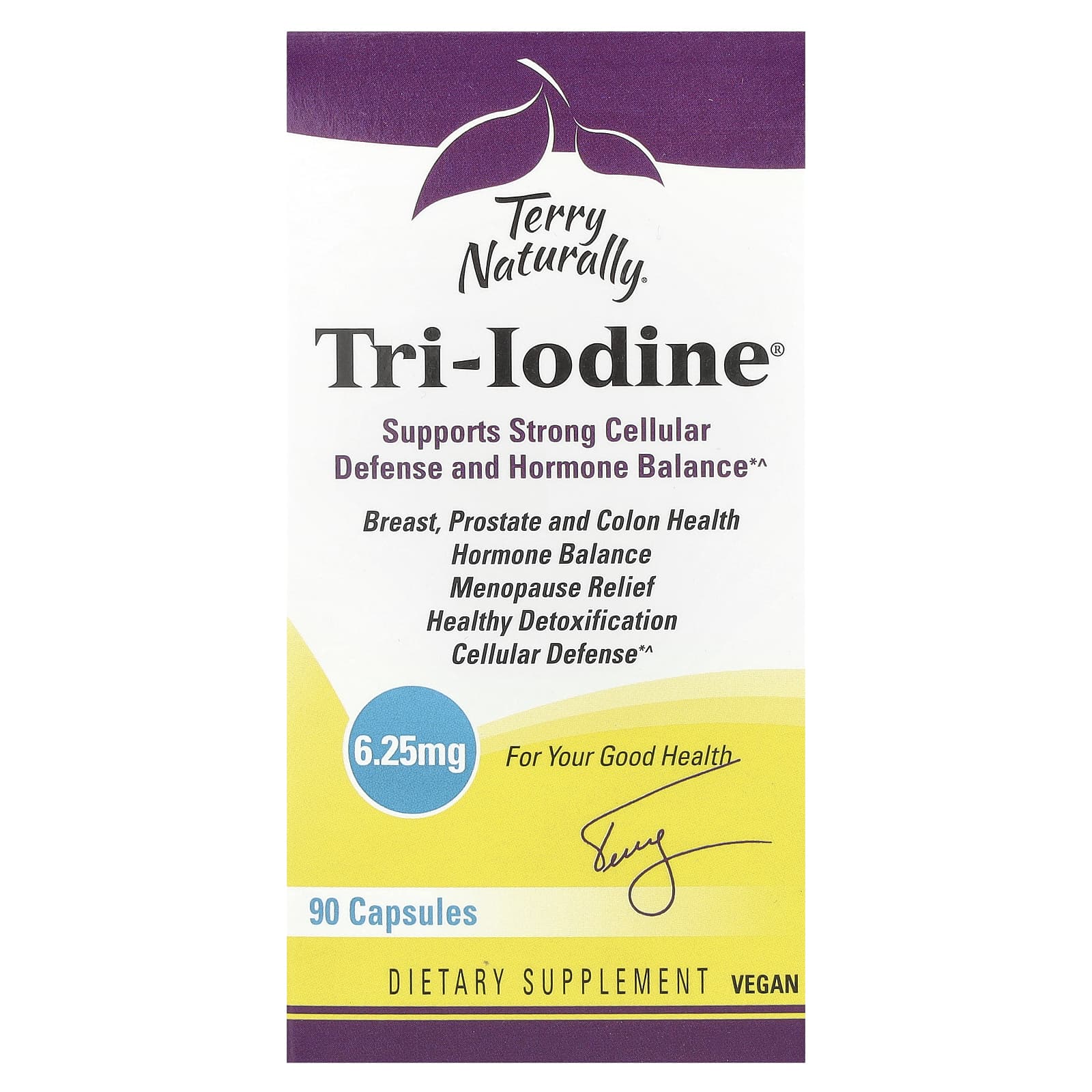 Terry Naturally, Tri-Iodine®, 6.25 mg , 90 Capsules - Image 1