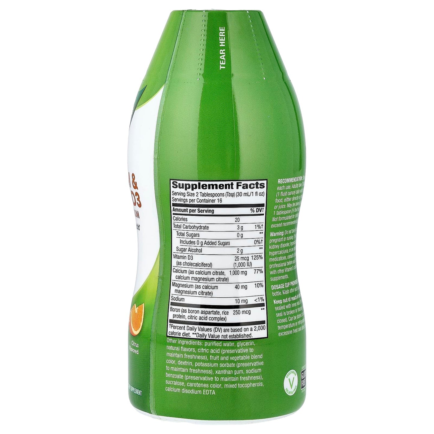 Nature's Way, Calcium & Vitamin D3 with Magnesium, Citrus, 16 fl oz (480 ml) - Image 2