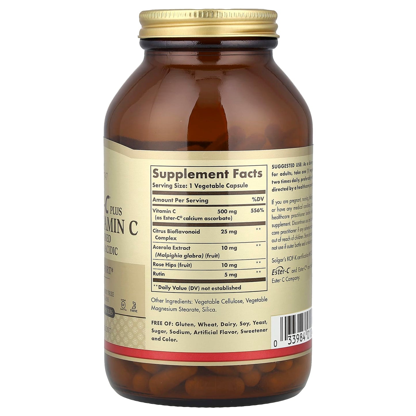 Solgar, Ester-C®, Plus Vitamin C, 500 mg, 250 Vegetable Capsules - Image 2