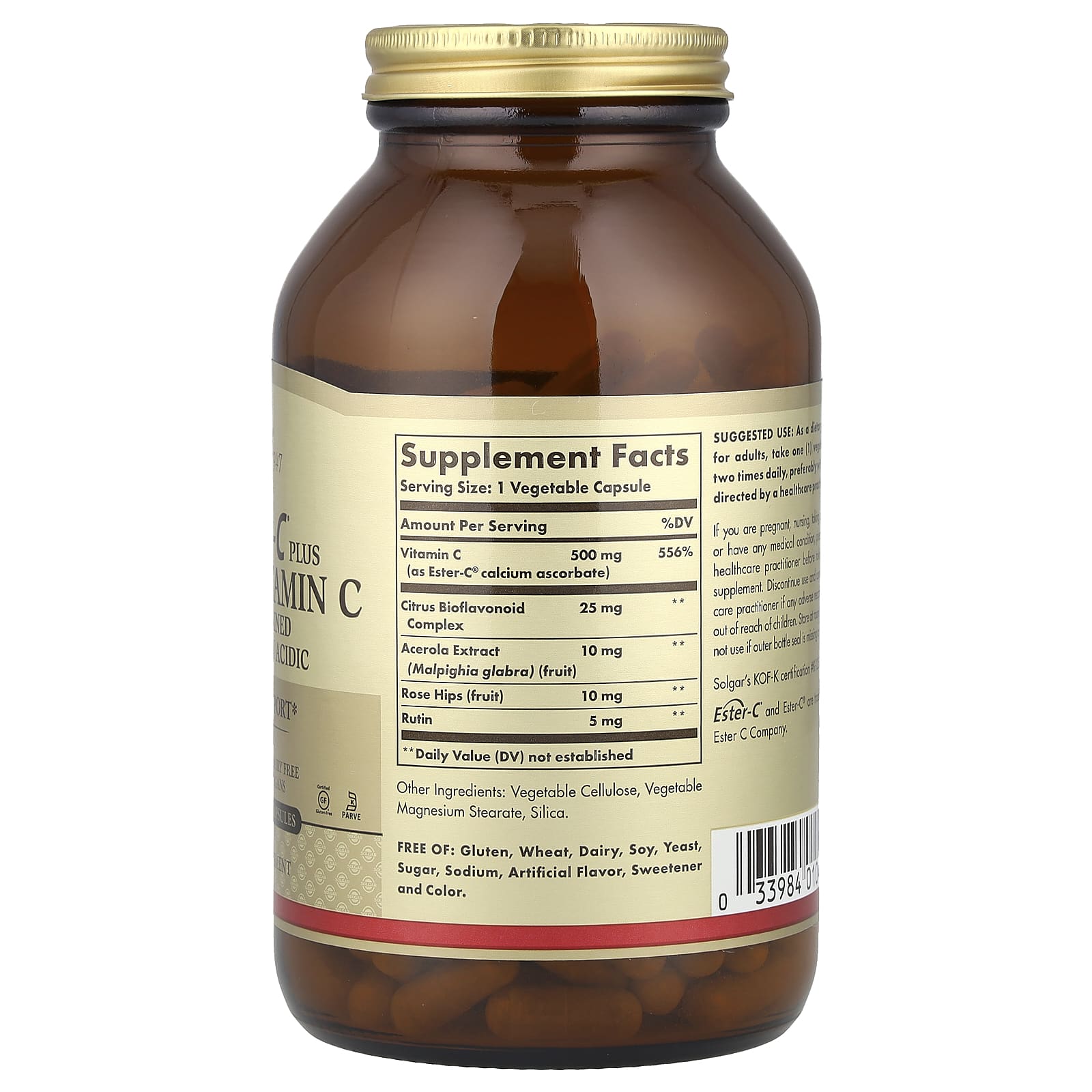 Solgar, Ester-C®, Plus Vitamin C, 500 mg, 250 Vegetable Capsules - Image 2