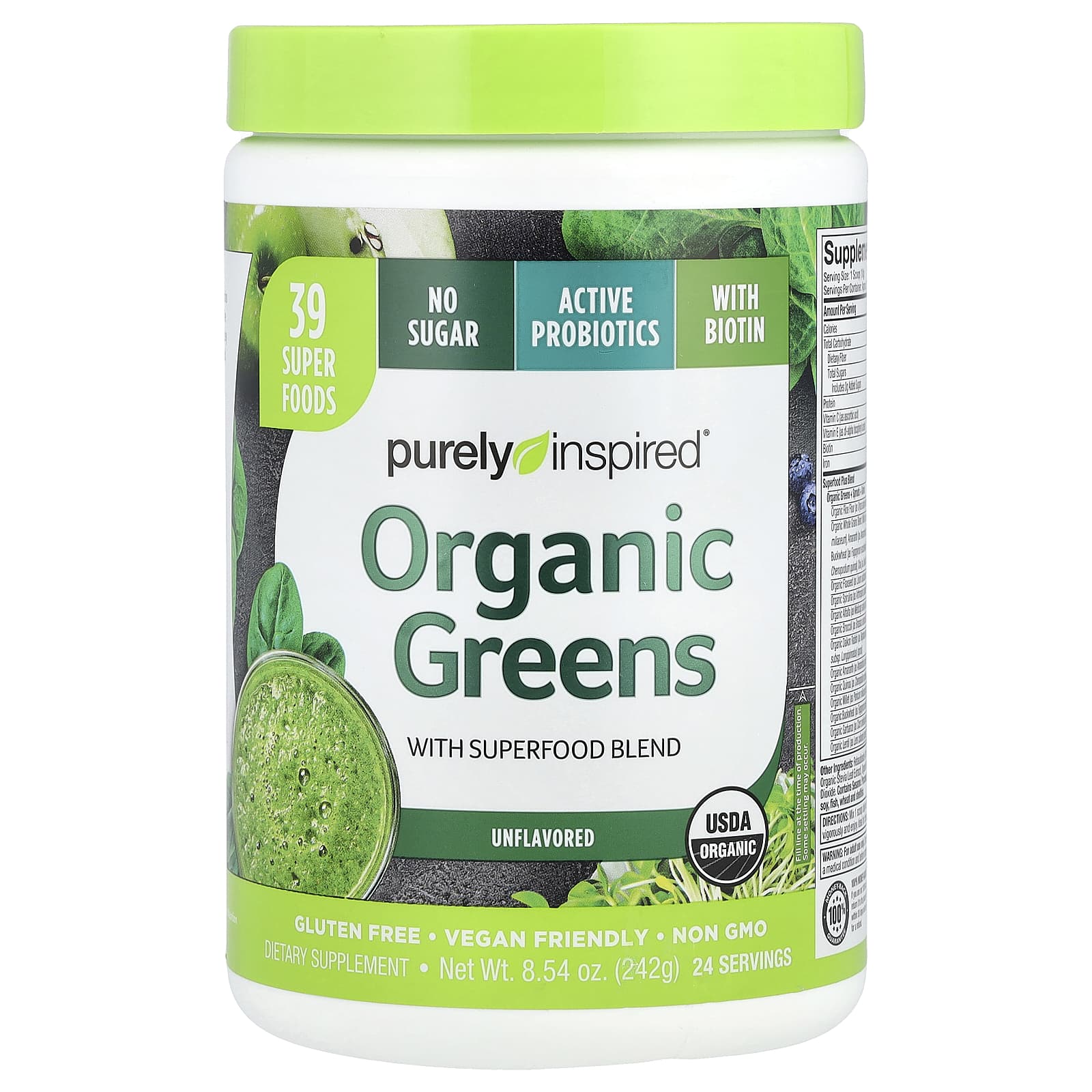 Purely Inspired, Organic Greens with Superfood Blend, Unflavored, 8.54 oz (242 g) - Image 1