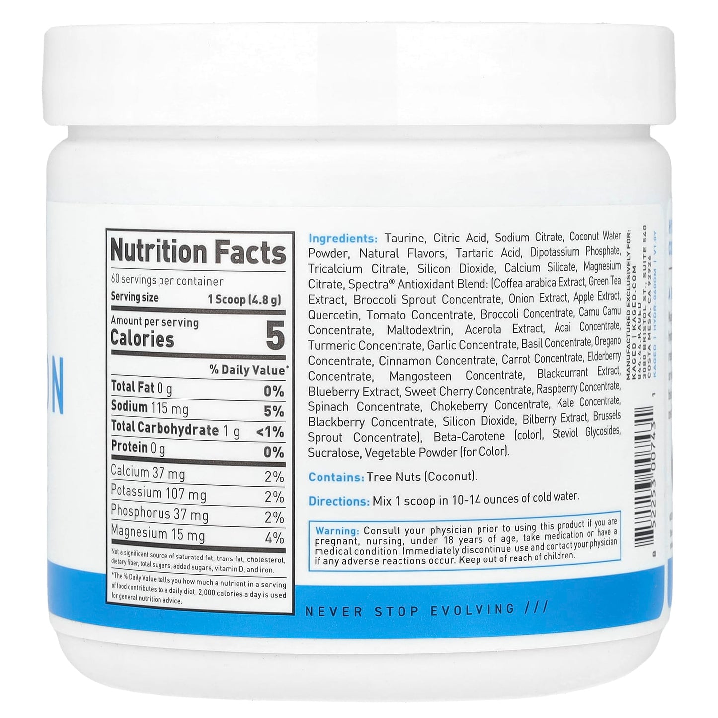 Kaged Hydration Orange Mango Electrolyte Drink Powder, 10.14 oz (288g) - Image 2