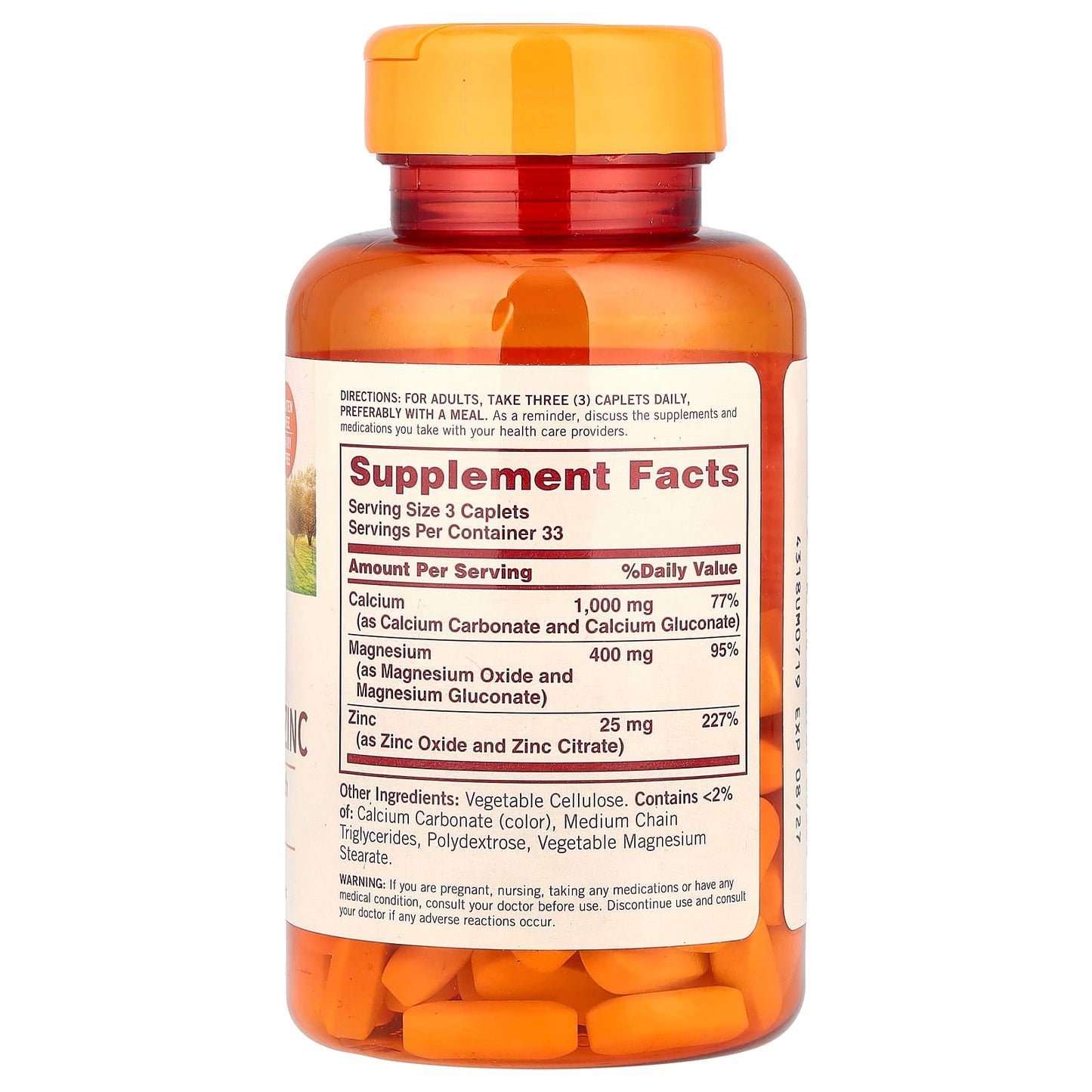 Sundown Naturals, Calcium, Magnesium & Zinc, 100 Caplets - Image 2