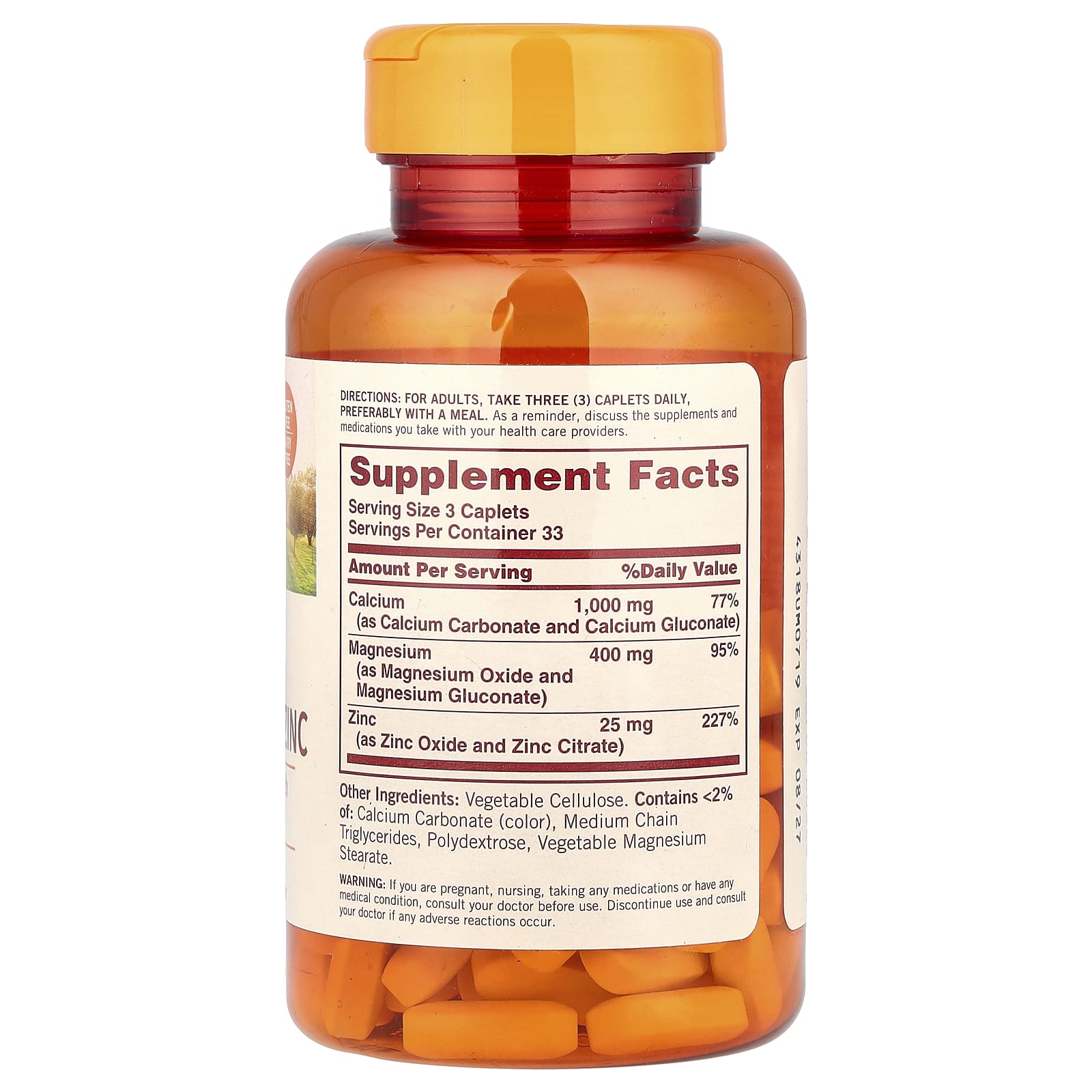 Sundown Naturals, Calcium, Magnesium & Zinc, 100 Caplets - Image 2