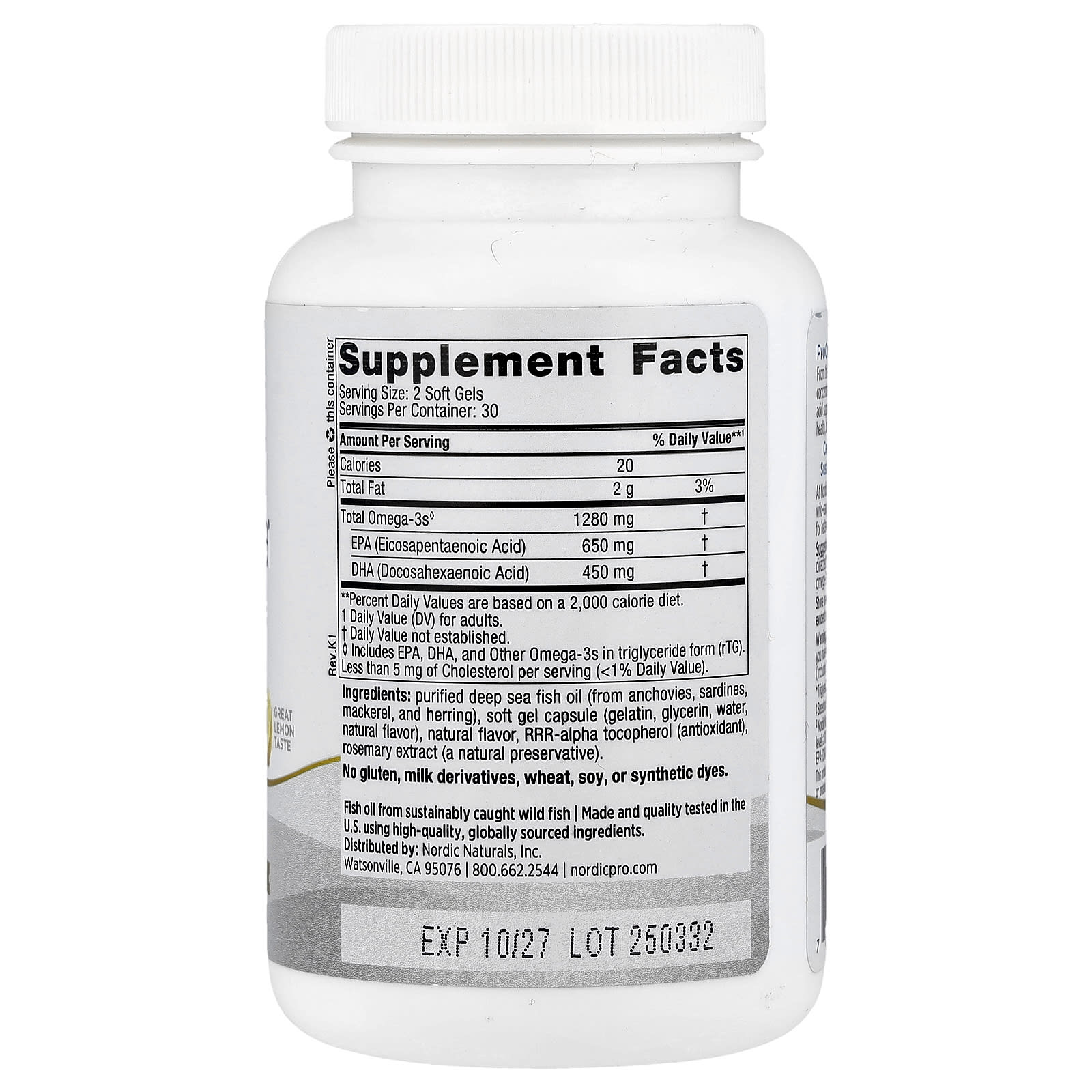 Nordic Naturals, ProOmega®, Lemon, 60 Soft Gels (640 mg per Soft Gel) - Image 2