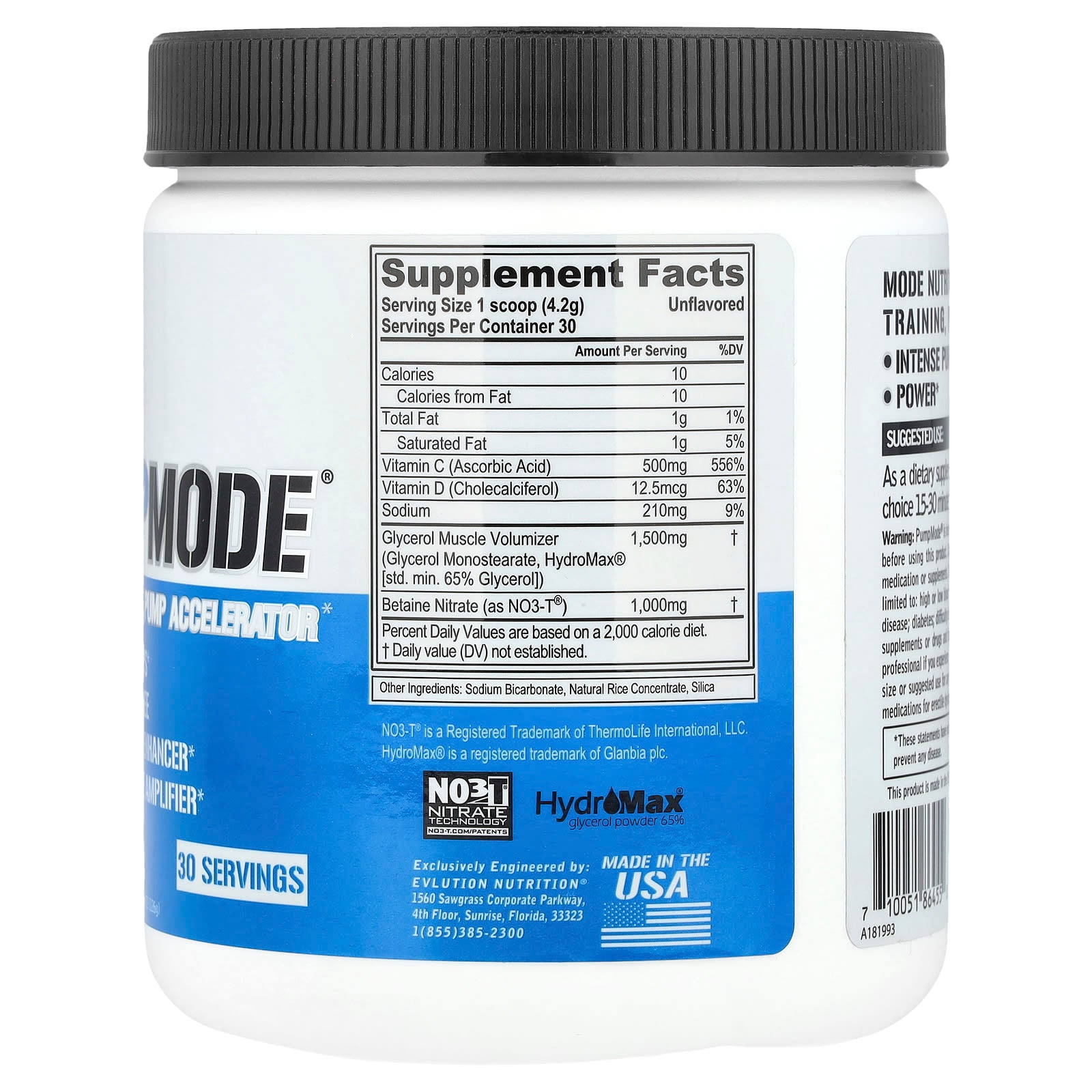 EVLution Nutrition PumpMode Unflavored Non-Stimulant Pump Accelerator - Image 2