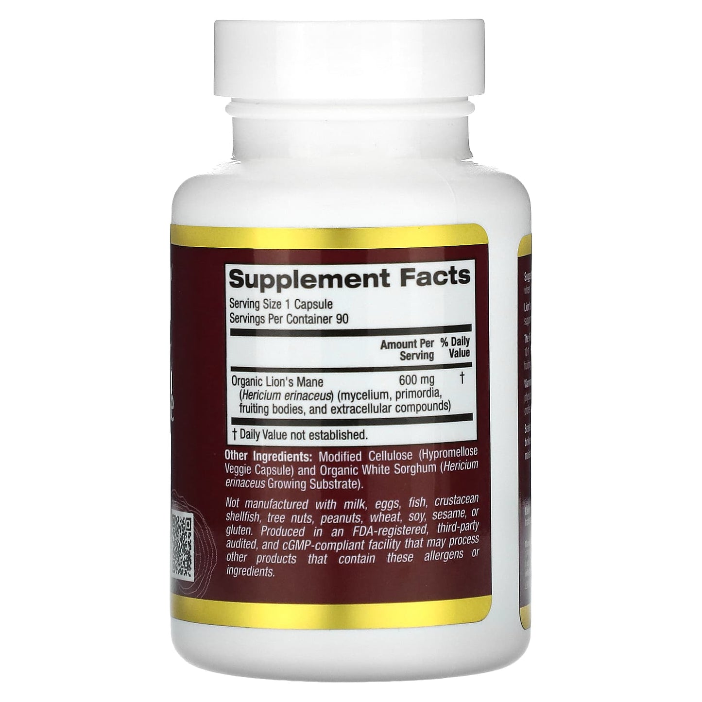 Organic Lion's Mane Capsules - California Gold Nutrition - 90 Count - Image 2