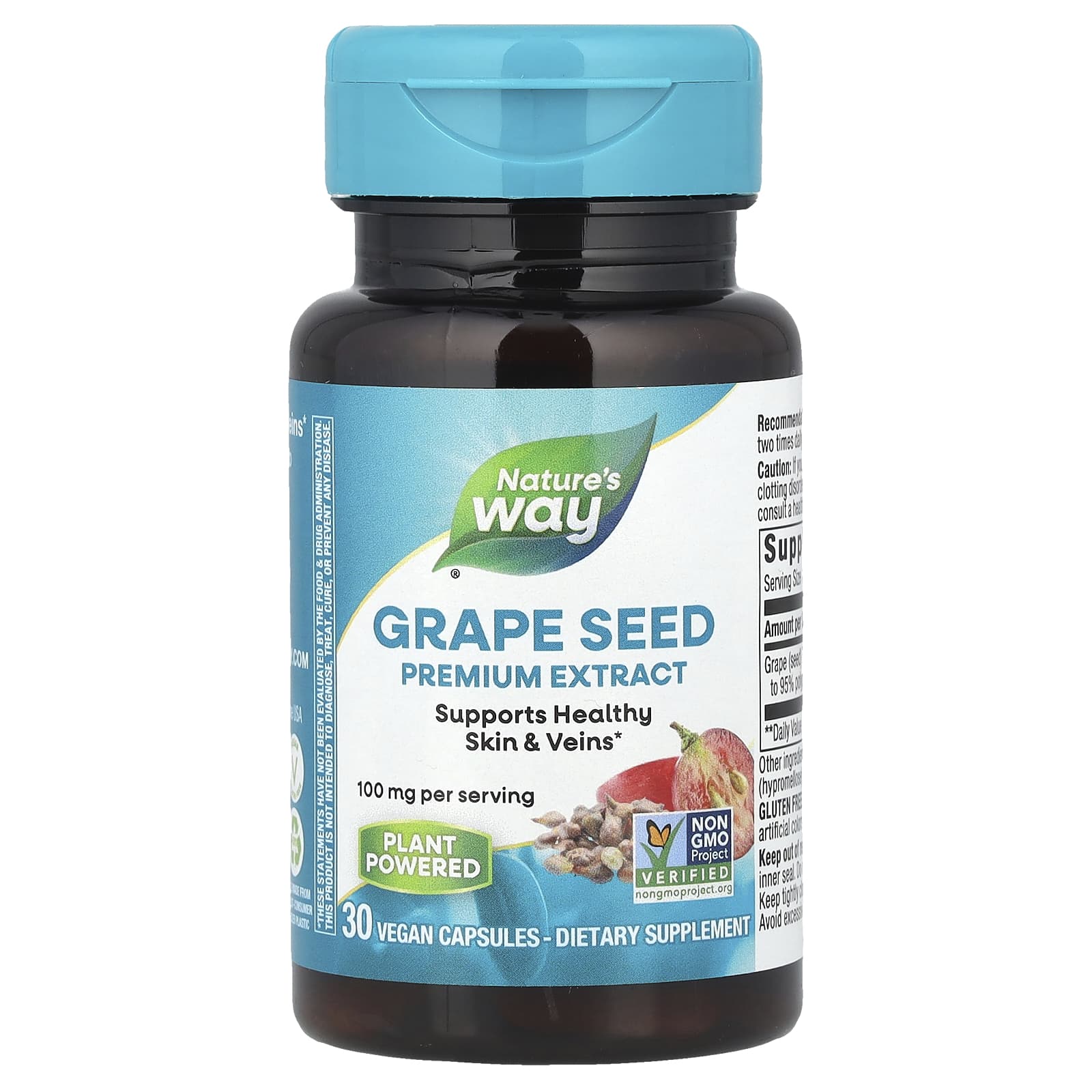 Nature's Way, Grape Seed Premium Extract, 100 mg, 30 Vegan Capsules - Image 1