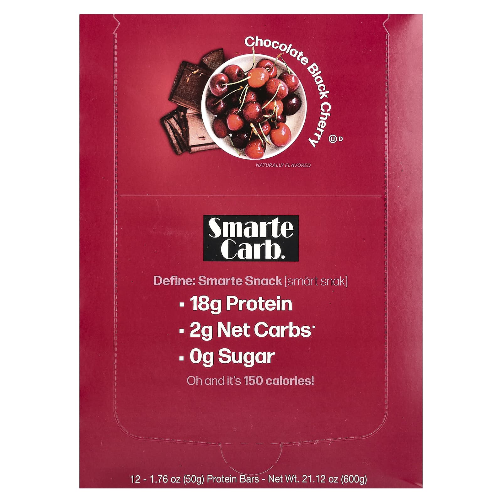 NuGo Nutrition, Smarte Carb® Protein Bar, Chocolate Black Cherry, 12 Bars, 1.76 oz (50 g) Each - Image 1