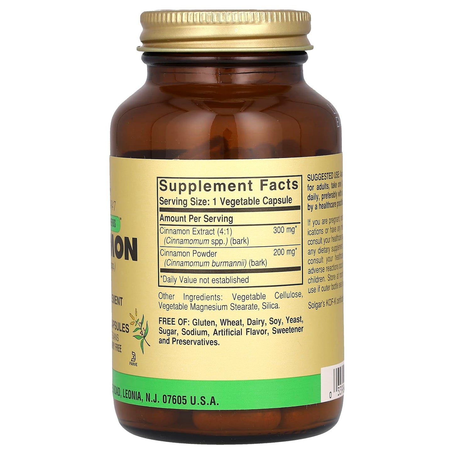 Solgar, Full Potency Herbs, Cinnamon, 100 Vegetable Capsules