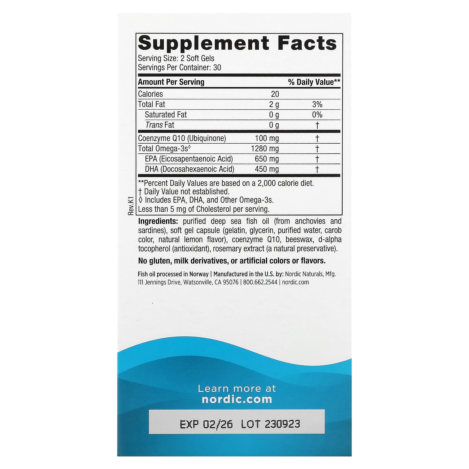 Nordic Naturals, Ultimate Omega + CoQ10, Lemon, 60 Soft Gels - Image 2