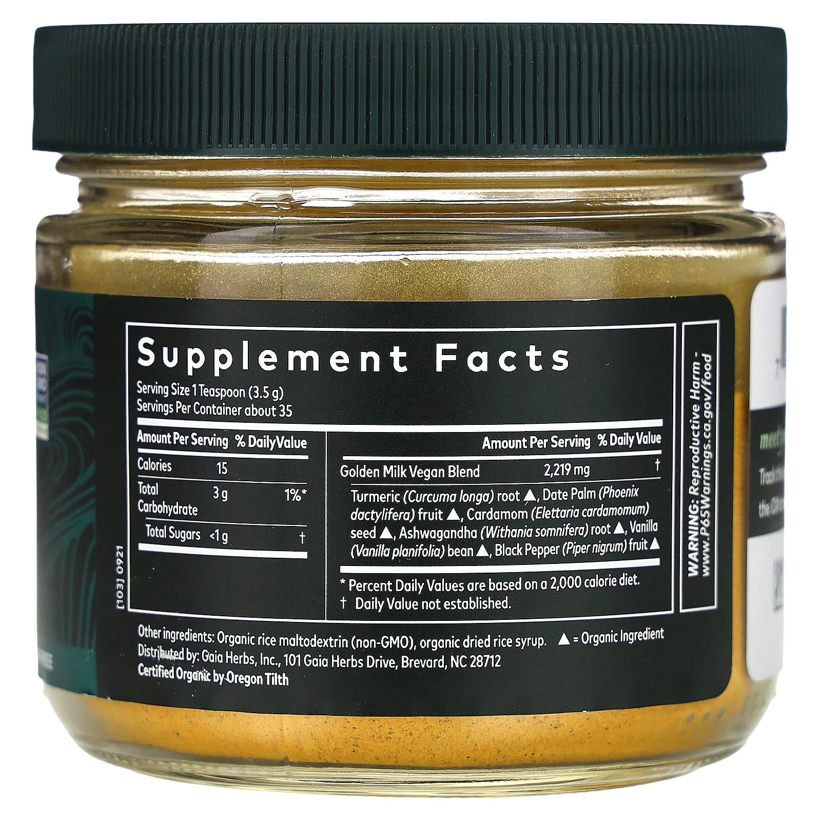 Golden Milk Supplement by Gaia Herbs - USDA Organic, Vegan, Gluten-Free - Image 2