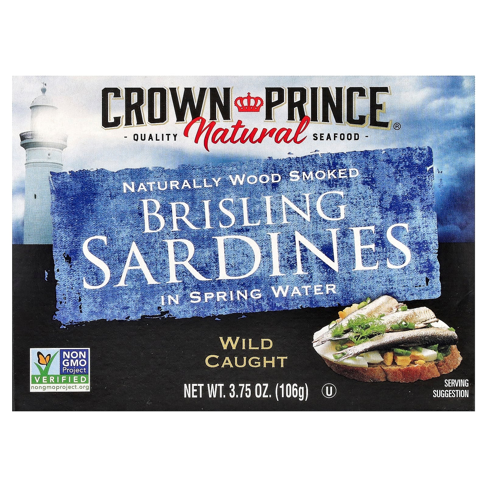 Wild Caught Brisling Sardines in Spring Water by Crown Prince Natural - Low Mercury - Image 1