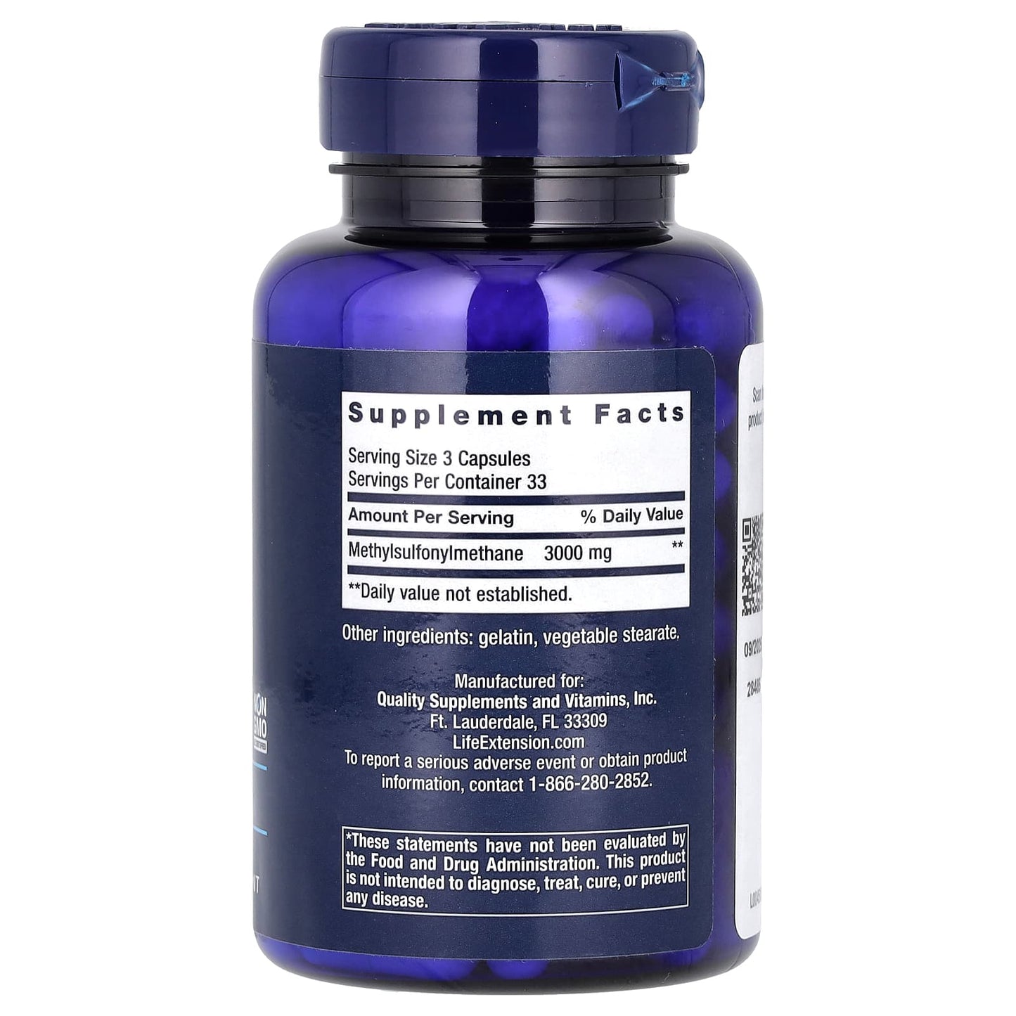 Life Extension, MSM, 100 Capsules (1,000 mg per Capsule)
