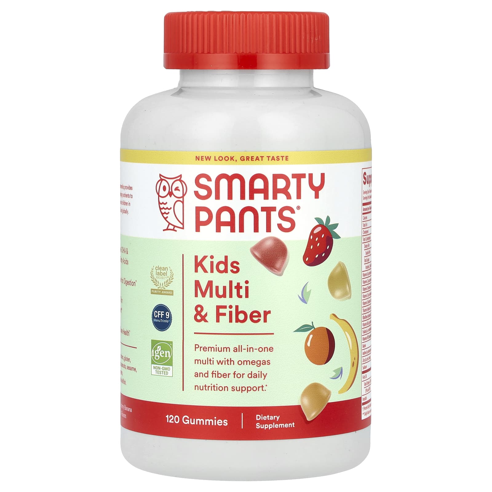 SmartyPants, Kids Multi and Fiber, Lemon, Orange & Strawberry Banana, 120 Gummies - Image 1