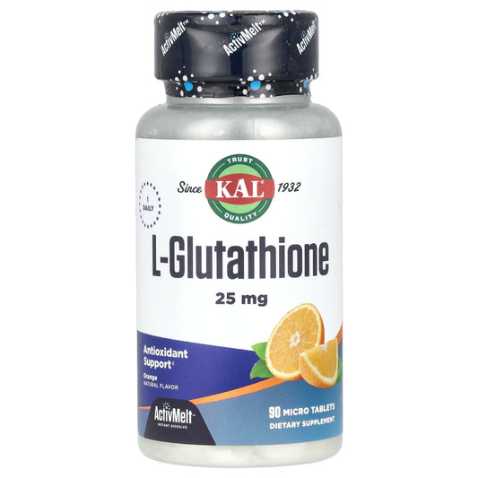 KAL L-Glutathione 25mg Orange Flavor - 90 Rapid-Release Micro Tablets - Image 1